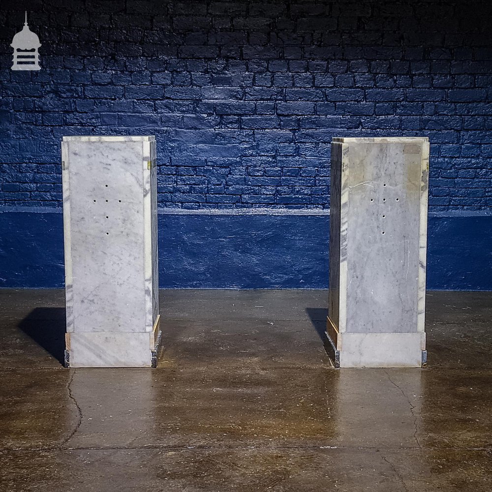 Pair of Marble Art Deco Pedestal Plinths with Shelf