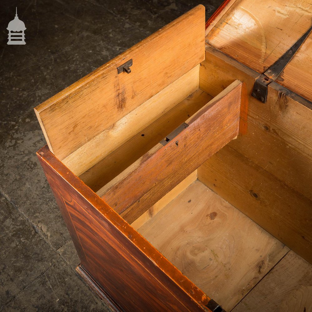 Stunning Georgian Painted Blanket Box Chest Trunk With Hidden Internal Compartment