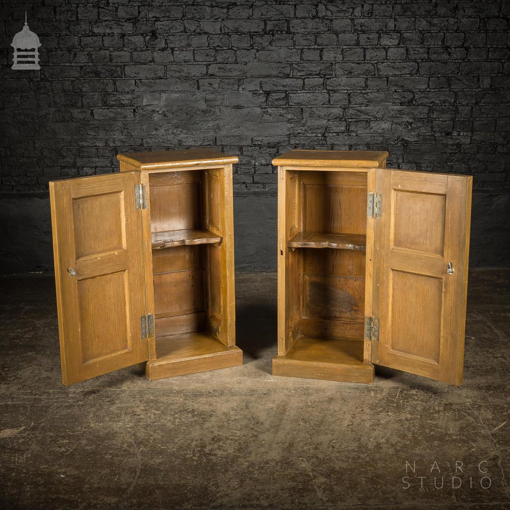 Pair of NARC Studio Scumble Glazed ‘Ebenezer Bedside Cabinets’ Built From Pew Components Dated 1868