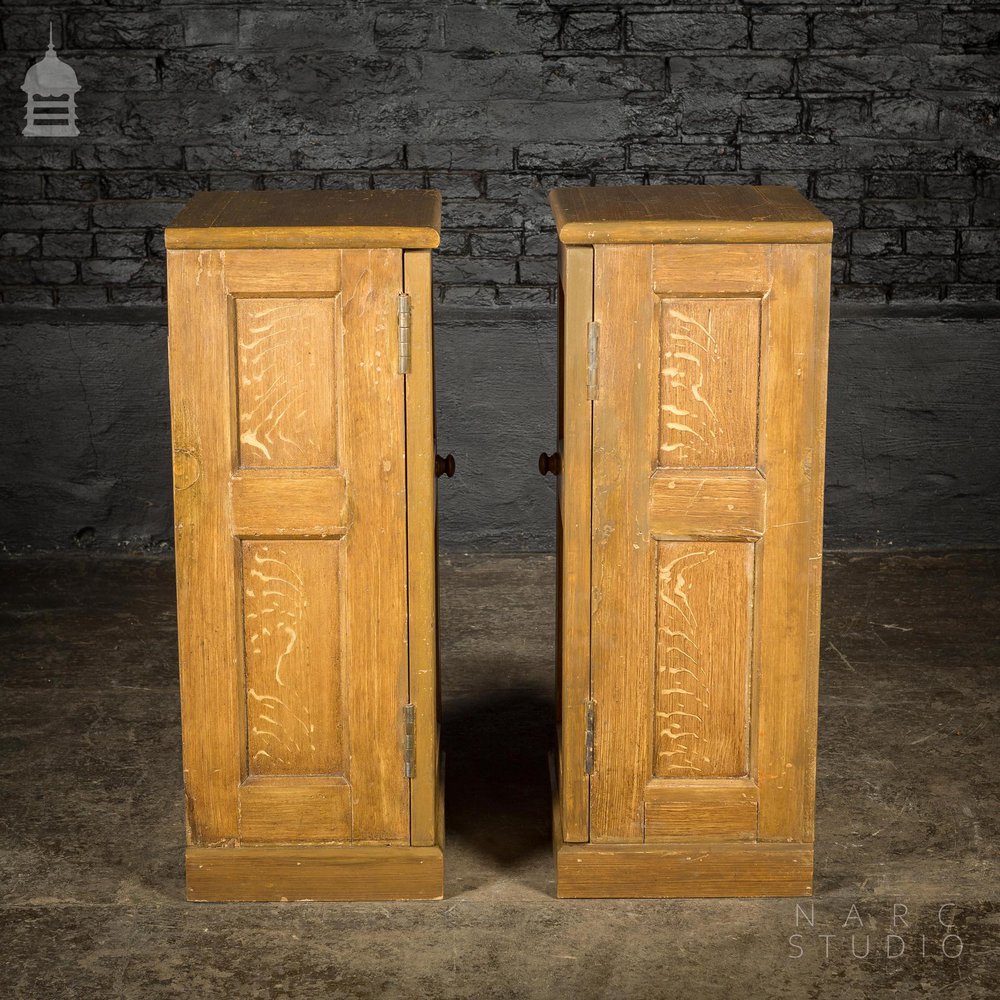 Pair of NARC Studio Scumble Glazed ‘Ebenezer Bedside Cabinets’ Built From Pew Components Dated 1868