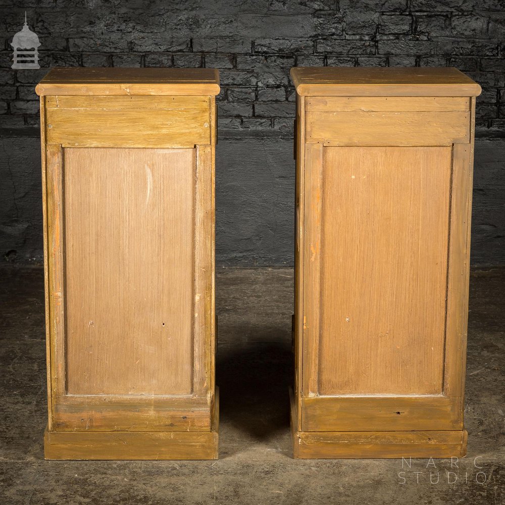 Pair of NARC Studio Scumble Glazed ‘Ebenezer Bedside Cabinets’ Built From Pew Components Dated 1868