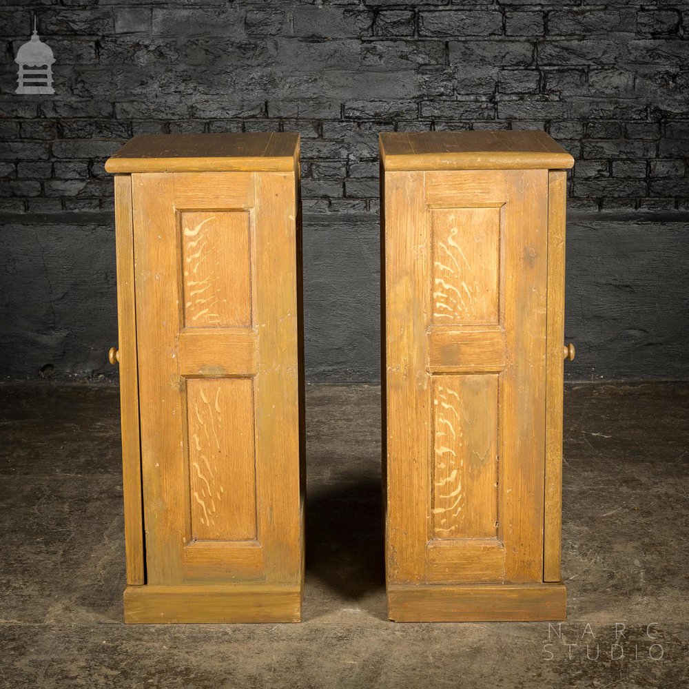 Pair of NARC Studio Scumble Glazed ‘Ebenezer Bedside Cabinets’ Built From Pew Components Dated 1868