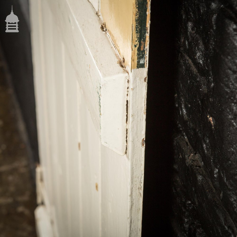 Georgian White Painted Pine Beadboard Ledged and Braced Internal Cottage Door