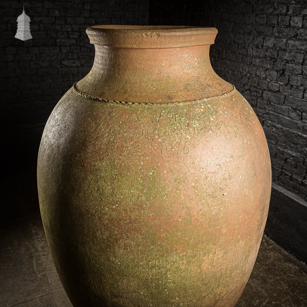 Giant Terracotta Italian Pot Dated 1916